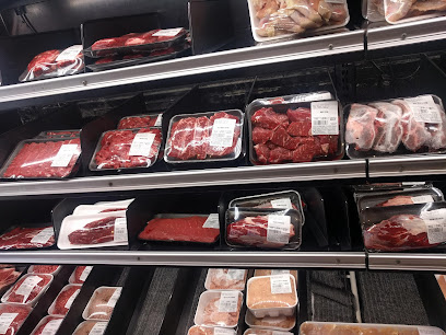 Fresh cuts of kosher beef and poultry in the display case